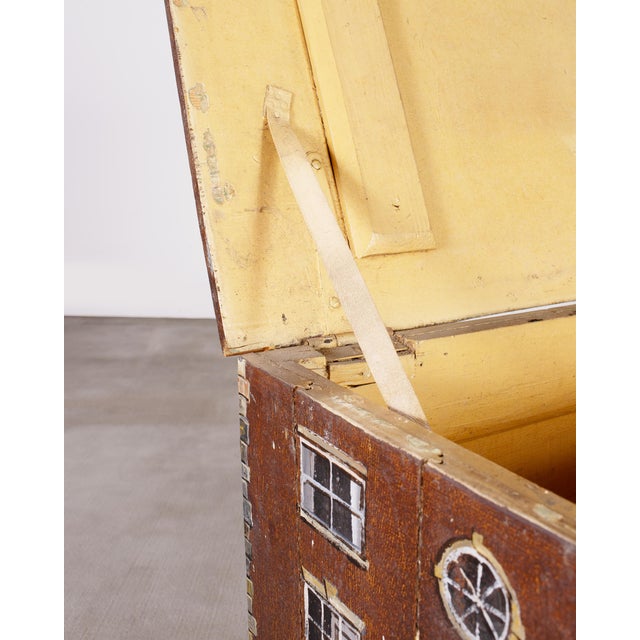 Country English Painted Pine Trunk With Georgian House Facade For Sale - Image 14 of 17