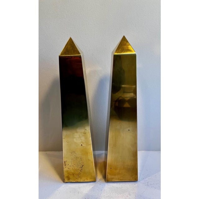 Vintage Italian Brass Obelisks, 1970's - A Pair For Sale - Image 12 of 12
