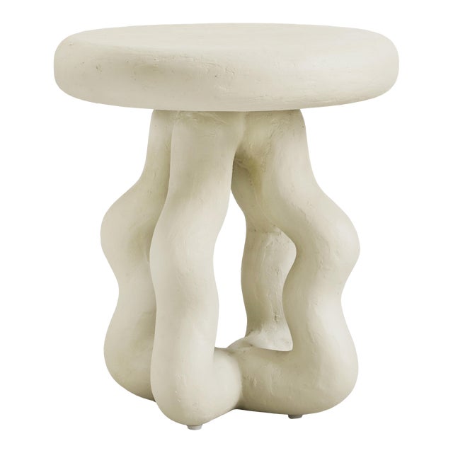 Maddie Cream Textured Side Table For Sale