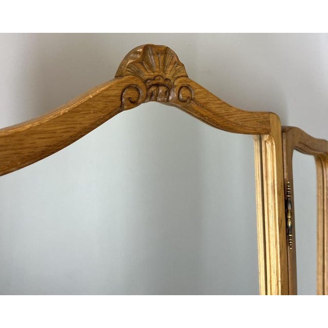 Vintage French Louis Style Oak Dressing Table with Mirror For Sale - Image 4 of 10