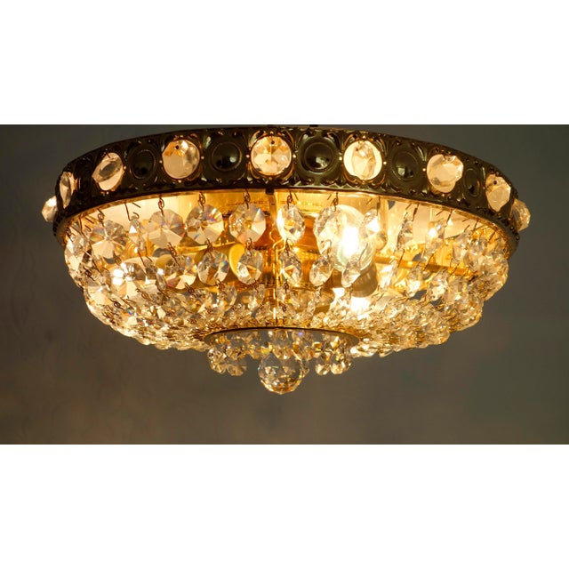 Gold 24 Carat Gold-Plated Brass & Lead Crystal Chandelier from Sölken Leuchten For Sale - Image 8 of 10