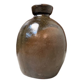 Japanese Tsubo Storage Jar in Dark-Glazed Pottery, 1890s For Sale