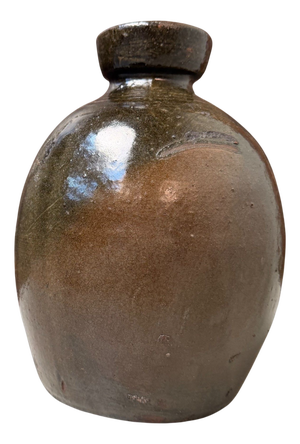 Japanese Tsubo Storage Jar in Dark-Glazed Pottery, 1890s