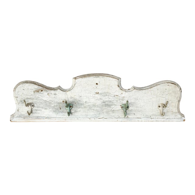 1940s Whitewashed Coat Rack With Cast Iron Hooks Chairish