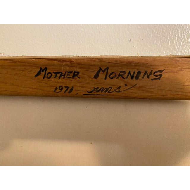 1970s 1971 "Mother Morning" Madonna & Child Painting by Rhoda Swaffer Earth Tones Tags For Sale - Image 5 of 12