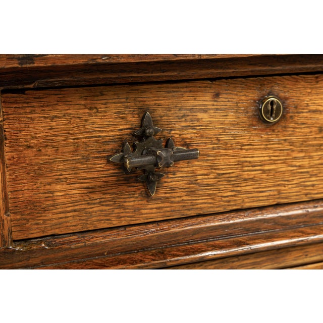 Large Antique English Oak Partners Desk, 1800s For Sale - Image 9 of 10