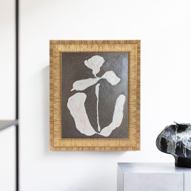 Contemporary Modern Minimalist Floral Painting – Original Acrylic on Canvas Board For Sale - Image 3 of 3