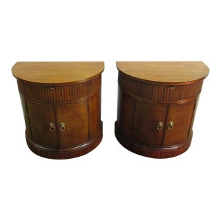 Henredon Natchez Mahogany Pair of Half Round Nightstands For Sale