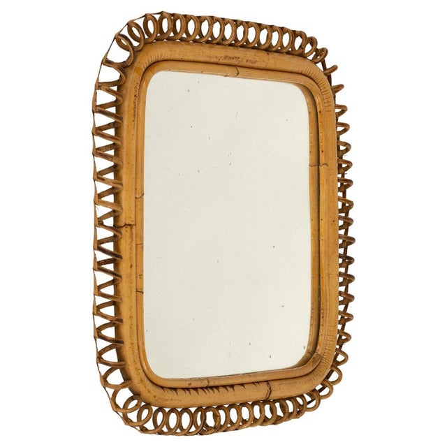 Midcentury Modern Squared Wall Mirror in Rattan and Bamboo by Franco Albini, 1960s For Sale - Image 10 of 10