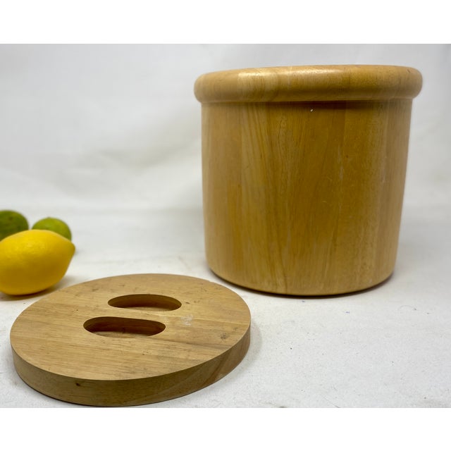Mid-Century Modern Vintage Winsome Wood Minimalist Rubberwood Ice Bucket – Made in Thailand For Sale - Image 3 of 7