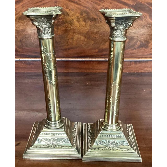 Late 20th Century Late 20th Century Pair of Modern Brass Classical Style Candlesticks For Sale - Image 5 of 5