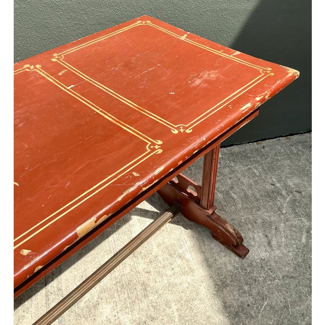 Vintage Rustic Red Wood Console Table For Sale - Image 10 of 12