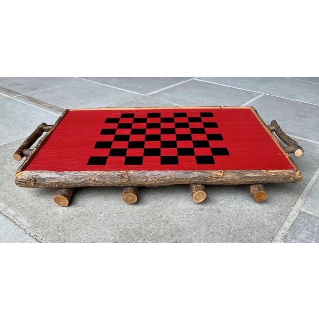 Circa 1980 Adirondack-Style Branch & Twig Checkerboard Design Folk Art Tray by Forest Time Products For Sale - Image 12 of 12