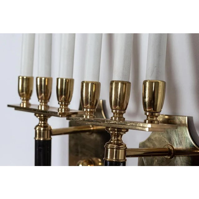 Metal Large Mid-Century Italian Brass Wall Lights, Set of 2 For Sale - Image 7 of 11