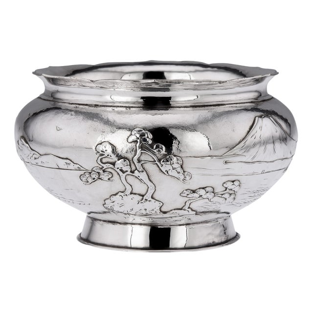 20th Century Japanese Meiji Solid Silver Fuji Mountain Bowl, 1900s For Sale