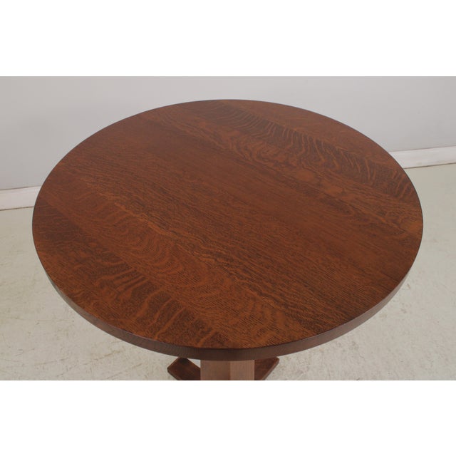 2010s Stickley Round Mission Oak High Top Pub Table For Sale - Image 5 of 15