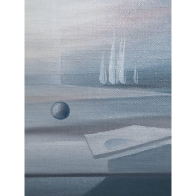 Mid-Century Modern 'Veils of Light' Swedish Original Abstract Surrealist Landscape Oil Painting, Framed For Sale - Image 15 of 18