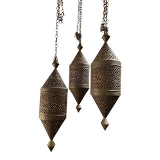 1960s Vintage Brass Moroccan Pendant - Trio For Sale