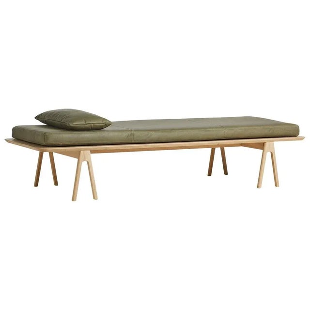 Set of Moss Green Oak Level Daybed with Pillow by MSDS Studio For Sale - Image 11 of 11