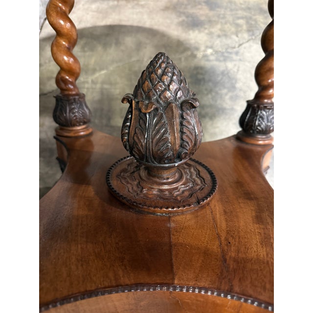 Antique Renaissance Revival Oval Center Hall Table Barley Twist For Sale - Image 4 of 9