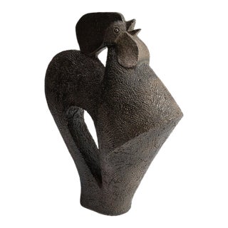 Mid 20th Century France Brutalist Chocolate Terracotta Sculpture For Sale