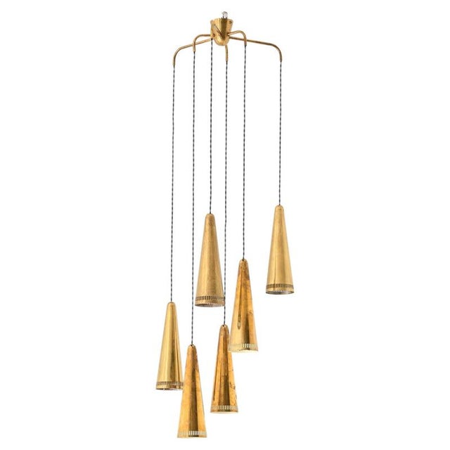 Scandinavian Modern Ceiling Lamp in Brass by Mauri Almari, 1950s For Sale - Image 12 of 12