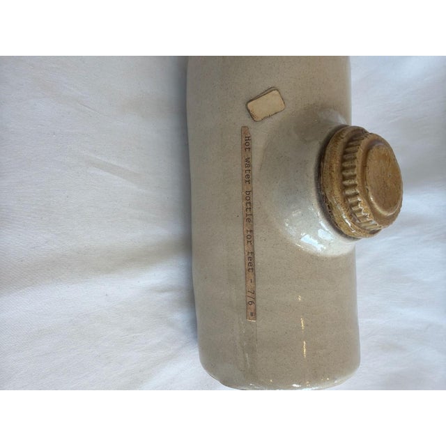 Antique Stoneware Hot Water Bottle, Foot and Bed Warmer Pottery. This vintage ceramic vessel features a classic salt-...