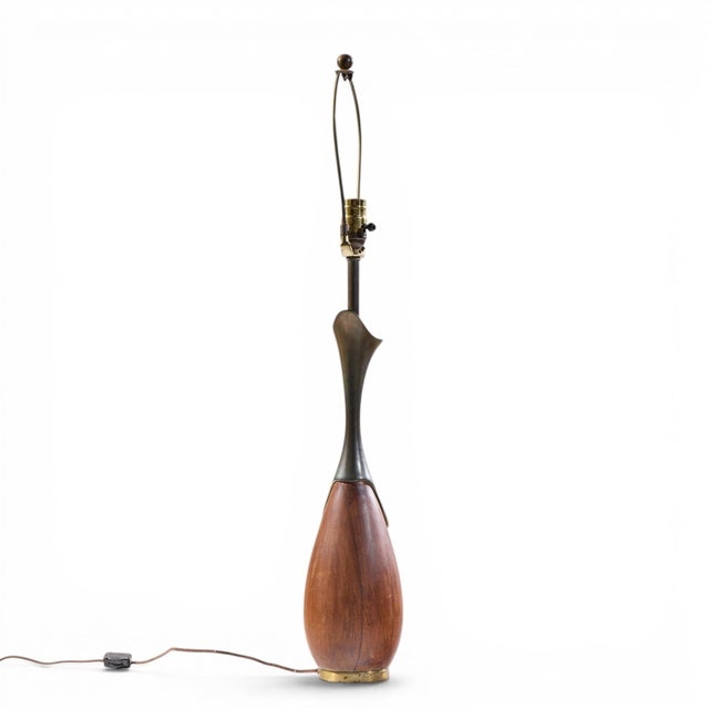 Tony Paul for Westwood Industries Mid Century Walnut and Brass Lamps - Pair For Sale In Chicago - Image 6 of 8