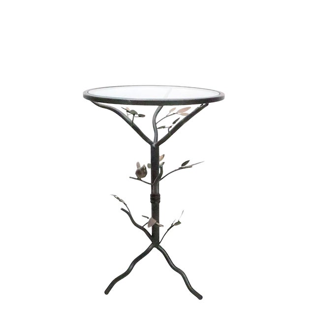 Late 20th Century Metal and Glass Bird Themed Pier 1 Side Table For Sale - Image 4 of 11