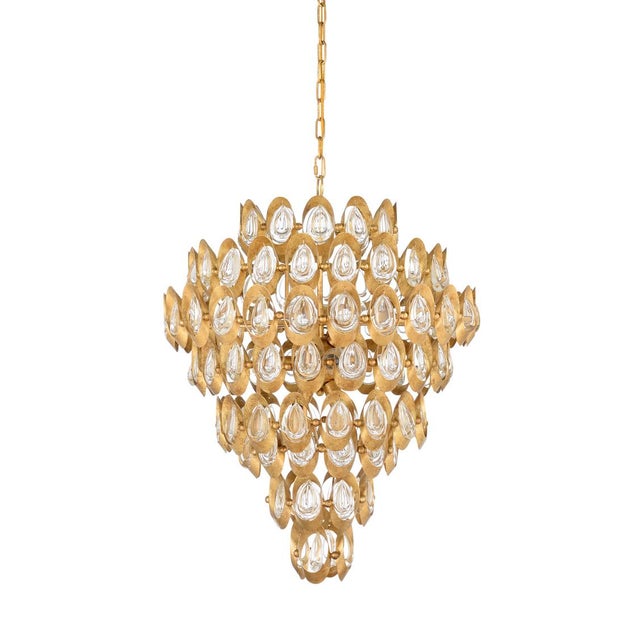 Mid-Century Modern Elizabeth Cast Crystal Teardrop Chandelier For Sale - Image 3 of 3