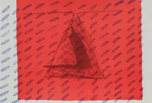 Gary Lee Shaffer 1990s Abstract Triangle Lithograph and Monoprint