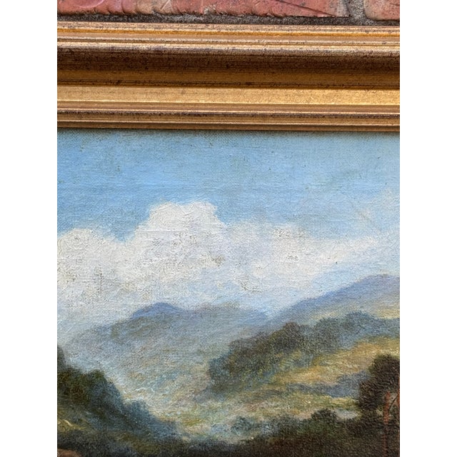 This item is an antique oil painting on canvas by British artist William Langley (active 1852–1922), Highland landscape...