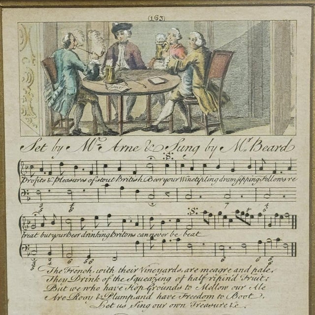 Late 18th Century Pair of Late 18th Century English Hand-Tinted Engraved Music Sheets, “The Charms of Celia” & “The Beer-Drinking Briton,” C. 1780 For Sale - Image 5 of 11