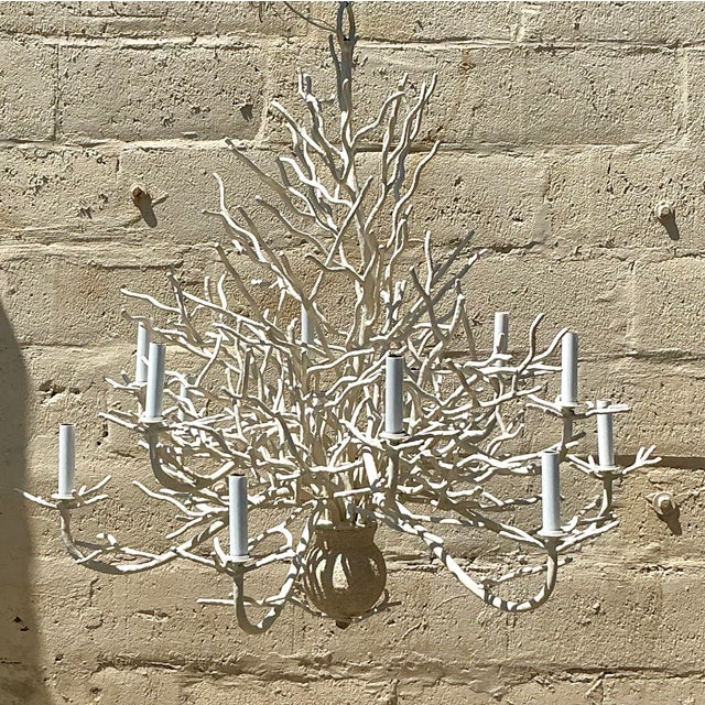 Late 20th Century Vintage Coastal Coral Branch Chandelier For Sale - Image 5 of 6