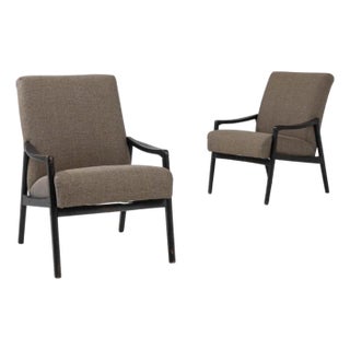 1960s Czech Pair Of Upholstered Armchairs For Sale
