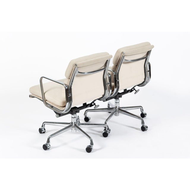 Eames for Herman Miller Office Chairs in Schumacher Vegan Suede, Cream Tan For Sale In Detroit - Image 6 of 12