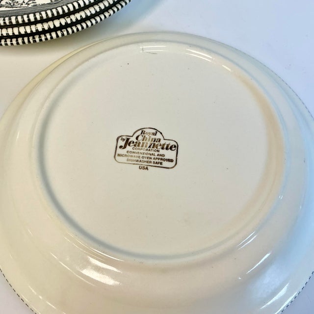 1970s Vintage Americana Boho Chic Jeannette China Black Supper Bowl-Plate - Set of 4. For Sale - Image 11 of 13