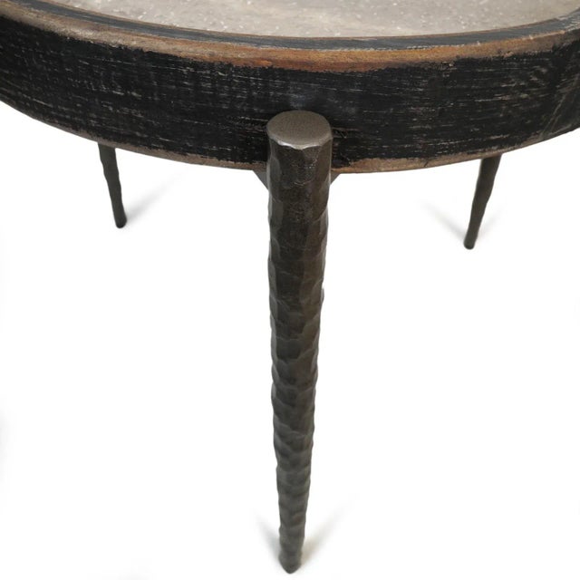 Black Alpine Marble & Elm Side Table For Sale - Image 8 of 10