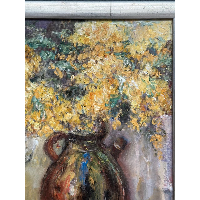 Monica Gilhorn, Vessel with Mimosa, 1950s, Oil on Canvas, Framed For Sale - Image 10 of 13