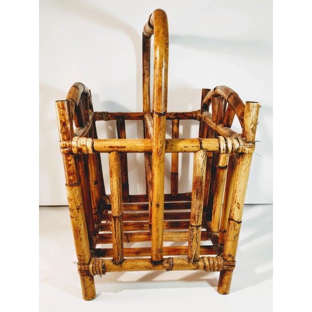 Mid Century Bamboo Magazine Rack Holder Crespi Style For Sale In Fayetteville, AR - Image 6 of 9