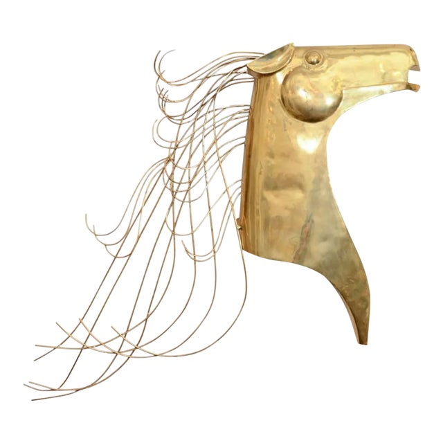 1970s Curtis Jeré great Modernist Brass Horsehead Wall Sculptures by Curtis Jere - a Pair For Sale