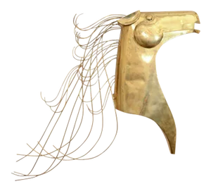 1970s Curtis Jeré great Modernist Brass Horsehead Wall Sculptures by Curtis Jere - a Pair