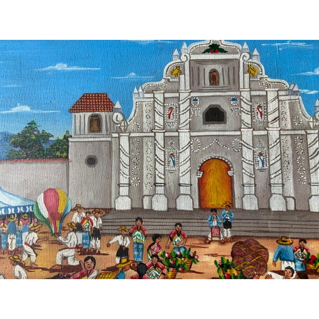 Detailed Latino Folk Art Comalapa School Movement - Painting of the Fiesta De Comalapa, Signed For Sale - Image 9 of 11