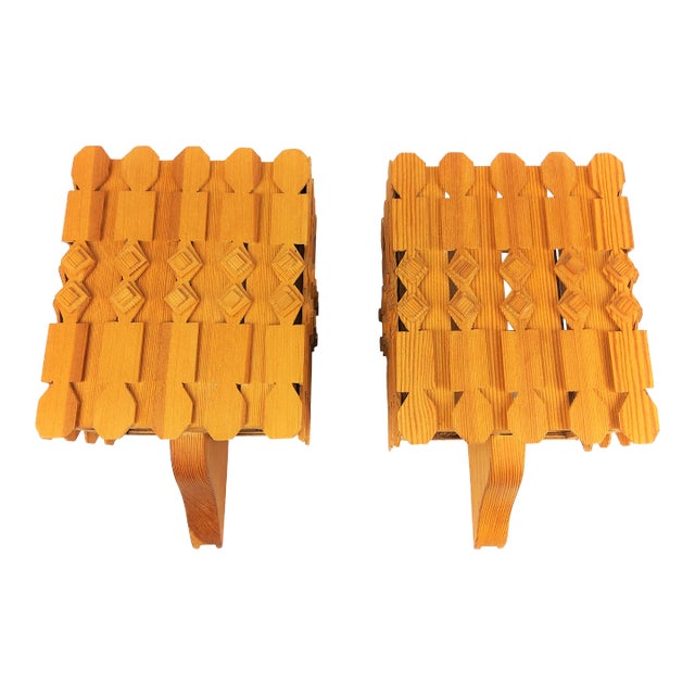 Scandinavian Pine Sconces, 1960s, Set of 2 For Sale
