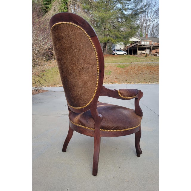 Early 20th Century Louis XVI Oval Back Chair With New Cowhide Upholstery For Sale - Image 13 of 18