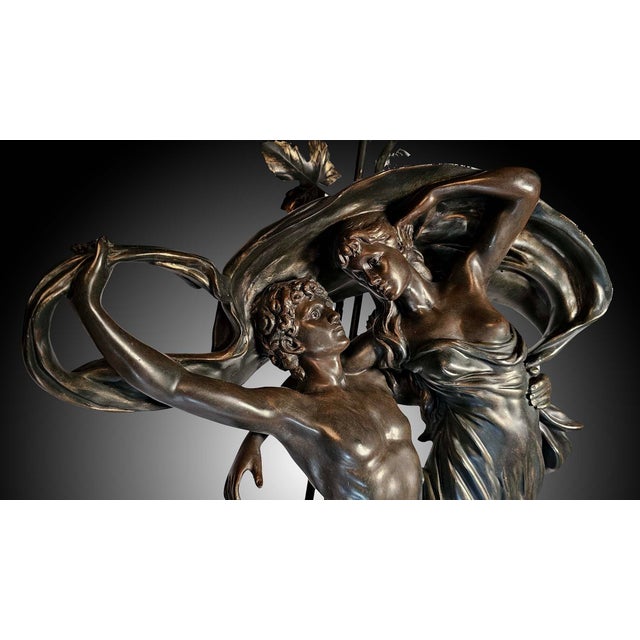 Stunning! Large 36" Neo Classic Sculpture of Zephyr and Psyche Table Lamp Elevate your space with the captivating table...