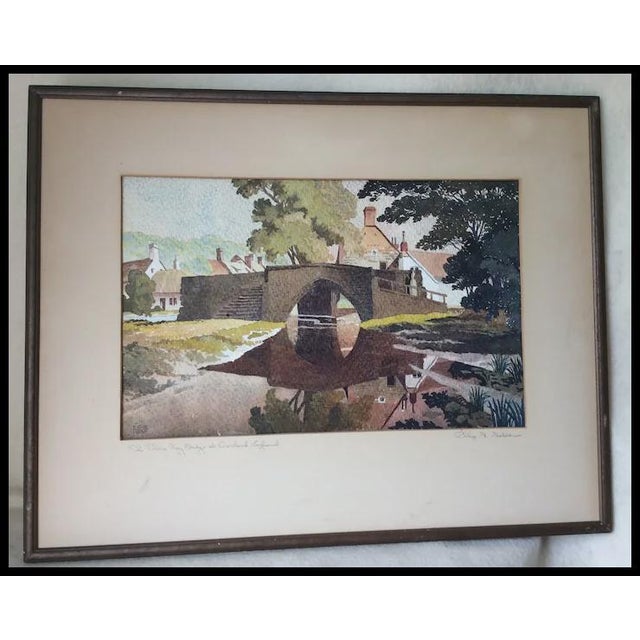 Realism Antique C1933 Watercolor Painting, Trinity Bridge England Signed Philip G Golden For Sale - Image 3 of 7