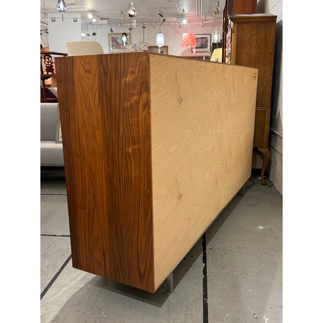 Wood Room & Board Hudson Walnut Glass Door Storage Cabinet For Sale - Image 7 of 12