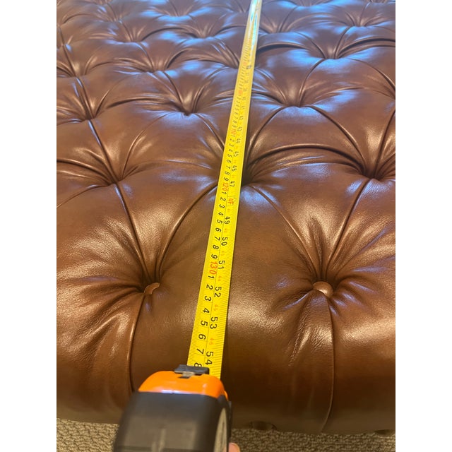 2010s Leather Brown Ottoman Coffee Table For Sale - Image 5 of 11