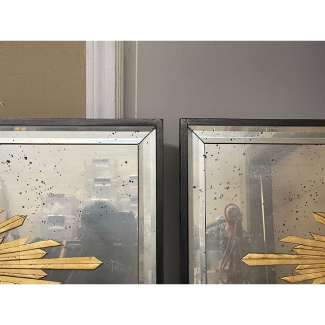 The Jansen Manner Eglomise Sumburst Trumeau Mirrors are a striking and elegant addition to any room. The intricate...